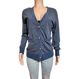 Pulp women's long sleeve v-neck button-down sapphire cardigan sweater L